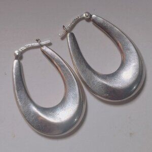 Sterling Silver Teardrop Hoop Earrings Vintage Polished Elegant Design Hinged